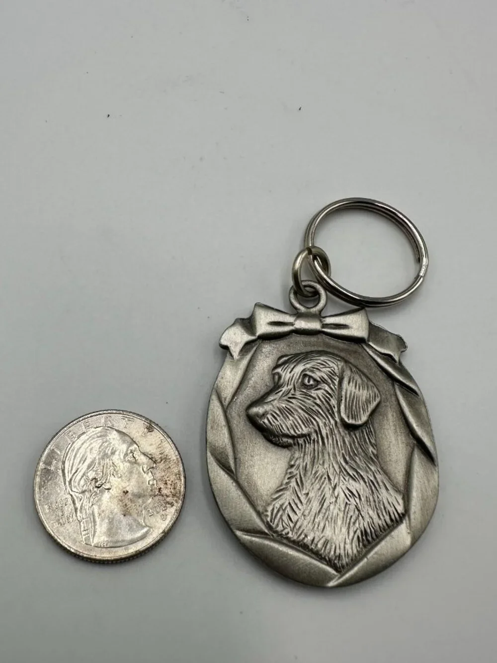 Labrador Retriever Dog Key Chain Pewter Puppy Head 3 Dimensional Pet Lovers Gift